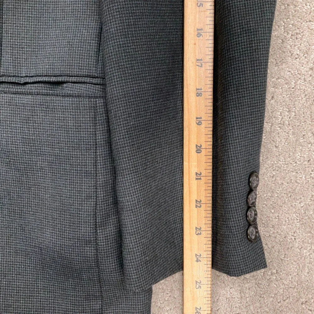 J. Riggins Suit Mens 38R Gray Bue Double Breasted  Tailored Corporate Wool VTG